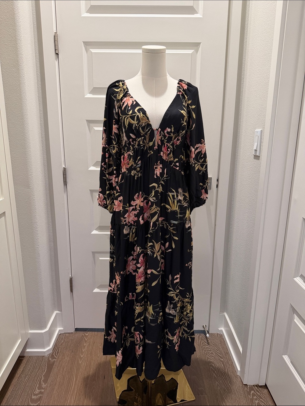 FARM Rio Black Maxi Dress Kyoto Size S - Picture 3 of 9